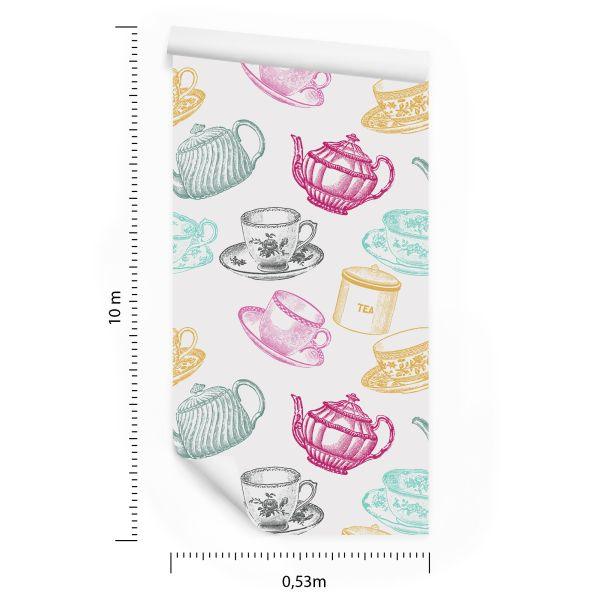 Behang Voor In De Keuken - Vintage Theeservies - Afbeelding 8