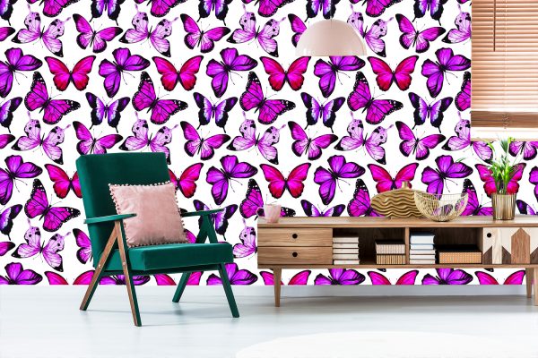 Behang Voor Kinderen - Roze Vlinders - Afbeelding 6