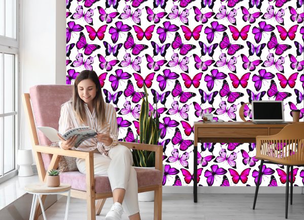 Behang Voor Kinderen - Roze Vlinders - Afbeelding 7