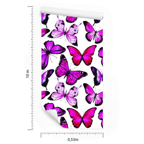 Behang Voor Kinderen - Roze Vlinders - Afbeelding 8