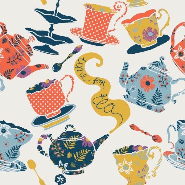 Behang For The Kitchen - Kleurrijk Theeservies - Afbeelding 2