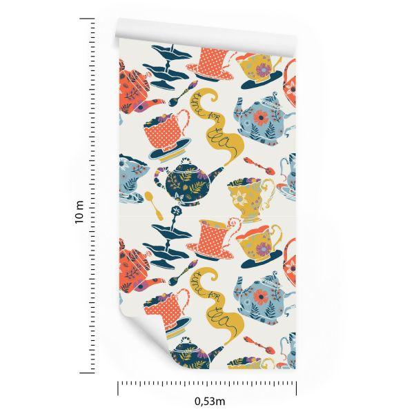 Behang For The Kitchen - Kleurrijk Theeservies - Afbeelding 8