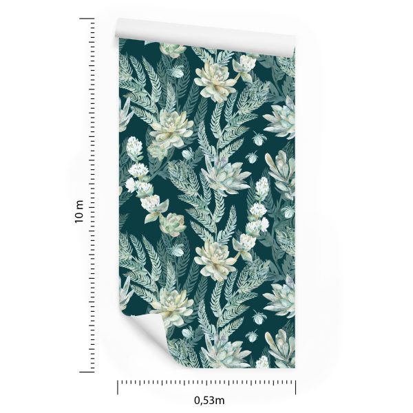 Behang Stijlvolle Bloemen En Bladeren - Afbeelding 8