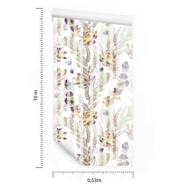 Behang Vintage Stijl Vetplanten En Varens - Afbeelding 8