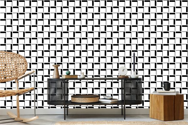 Behang 3D Geometrische Plaid Voor Kantoor Woonkamer - Afbeelding 5