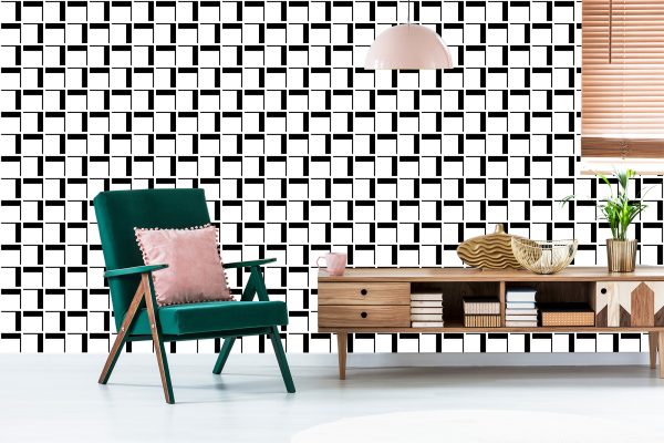 Behang 3D Geometrische Plaid Voor Kantoor Woonkamer - Afbeelding 6