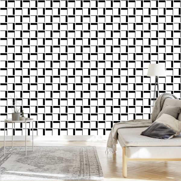 Behang 3D Geometrische Plaid Voor Kantoor Woonkamer - Afbeelding 3