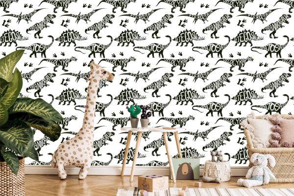 Behang Met Dinosaurussen Dieren Voor Een Babykamer - Afbeelding 5