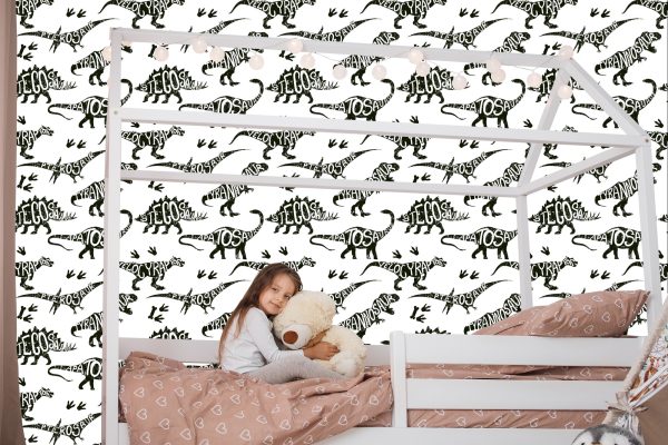 Behang Met Dinosaurussen Dieren Voor Een Babykamer - Afbeelding 7