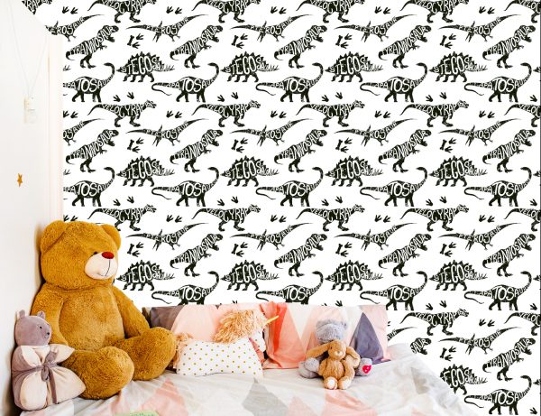 Behang Met Dinosaurussen Dieren Voor Een Babykamer - Afbeelding 6