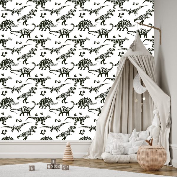 Behang Met Dinosaurussen Dieren Voor Een Babykamer - Afbeelding 3