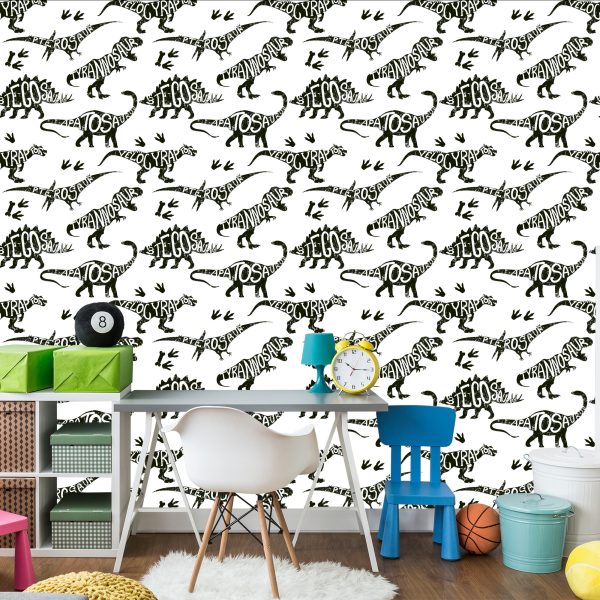 Behang Met Dinosaurussen Dieren Voor Een Babykamer - Afbeelding 4