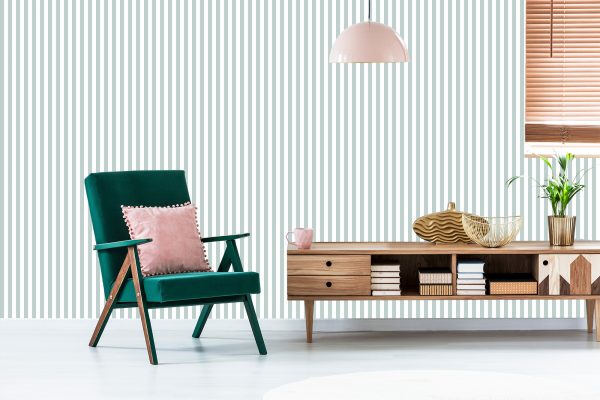Behang Wit - Grijze Verticale Strepen - Afbeelding 6