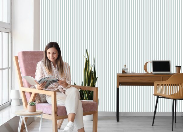 Behang Wit - Grijze Verticale Strepen - Afbeelding 7
