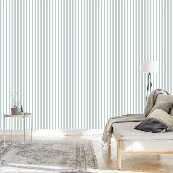 Behang Wit - Grijze Verticale Strepen - Afbeelding 3
