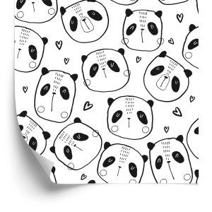 Behang Panda's Met Hartjes