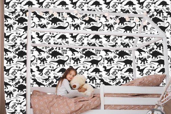 Behang Dinosaurussen Bladeren Voor Een Babykamer - Afbeelding 7