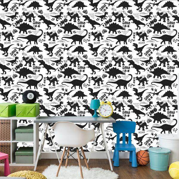 Behang Dinosaurussen Bladeren Voor Een Babykamer - Afbeelding 4
