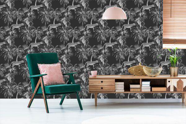 Behang Wilde Katten En Palmen - Afbeelding 6