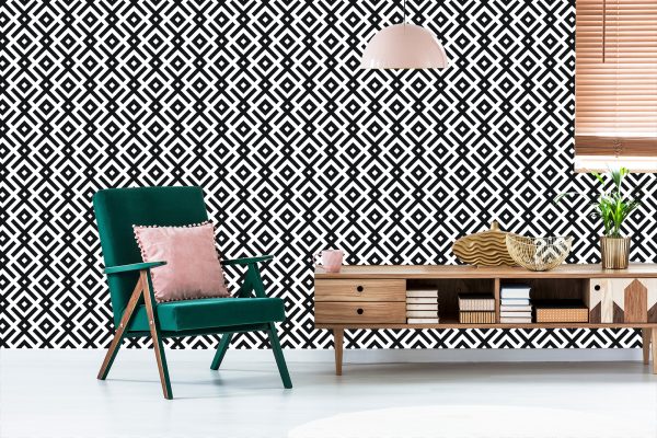 Behang Zwart-Wit Geometrisch Patroon - Afbeelding 6