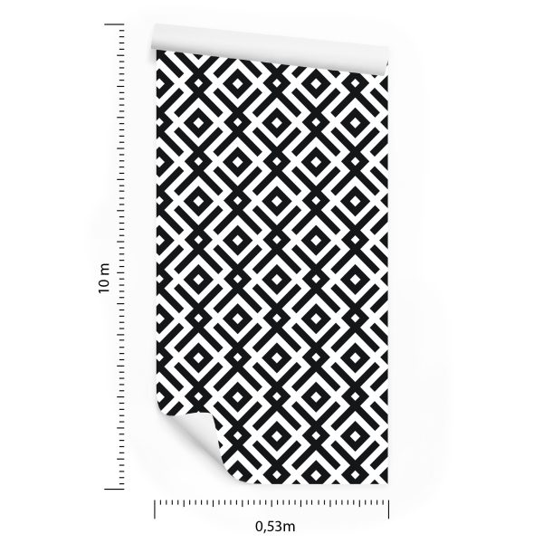 Behang Zwart-Wit Geometrisch Patroon - Afbeelding 8