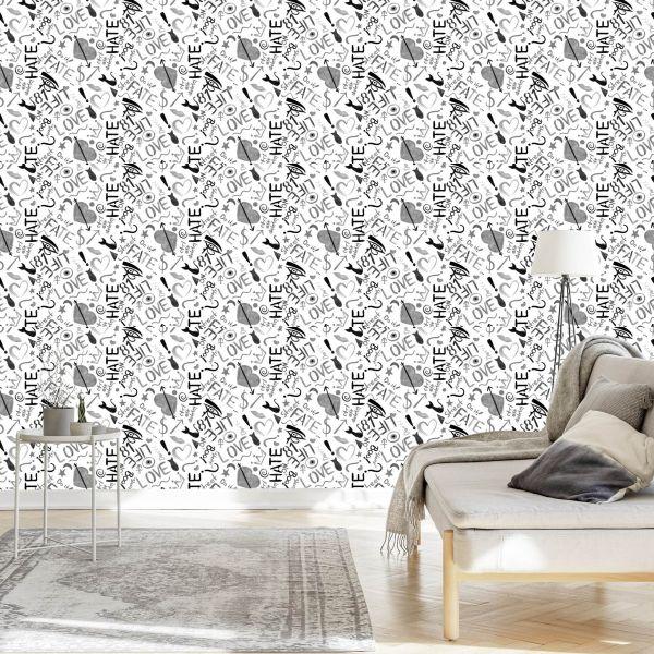 Behang Graffiti Met Harten - Afbeelding 3