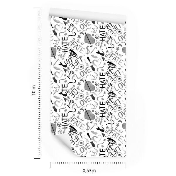 Behang Graffiti Met Harten - Afbeelding 8