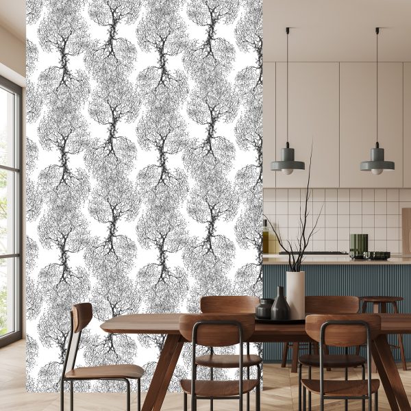 Behang Originele Zwart-Witte Bomen - Afbeelding 4