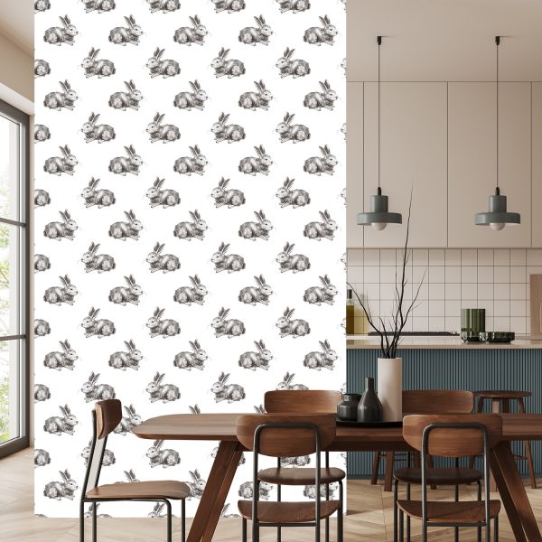 Behang Konijnen In Donkere Kleur - Afbeelding 4