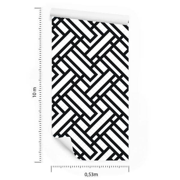 Behang Zwart-Witte Geometrische Patronen - Afbeelding 8