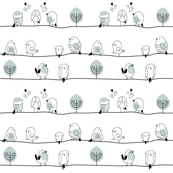 Behang Vogels En Bomen - Afbeelding 2
