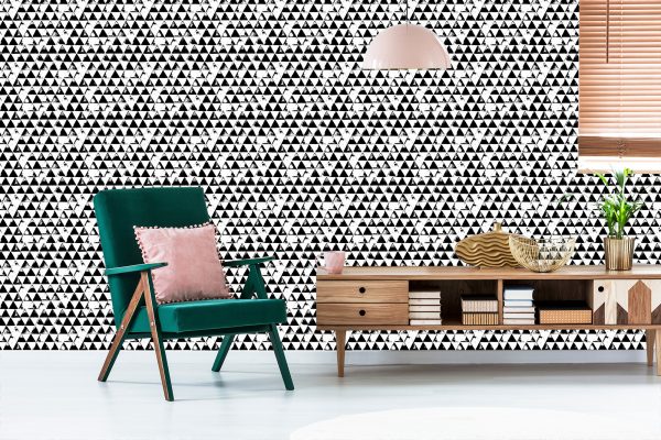 Behang Zwart-Witte Driehoeken - Afbeelding 6