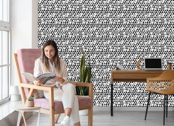 Behang Zwart-Witte Driehoeken - Afbeelding 7