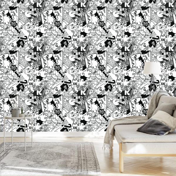 Behang Trendy Graffiti - Afbeelding 3