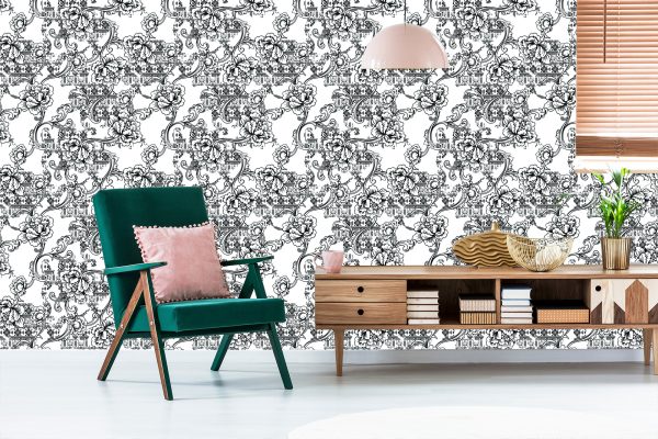 Behang Zwart-Witte Bloemen - Afbeelding 6