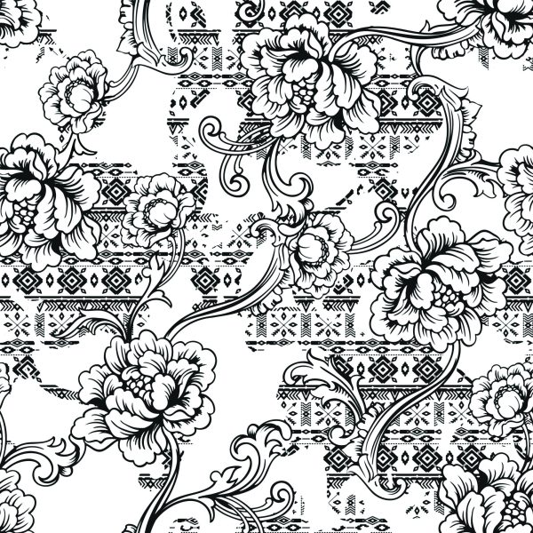 Behang Zwart-Witte Bloemen - Afbeelding 2