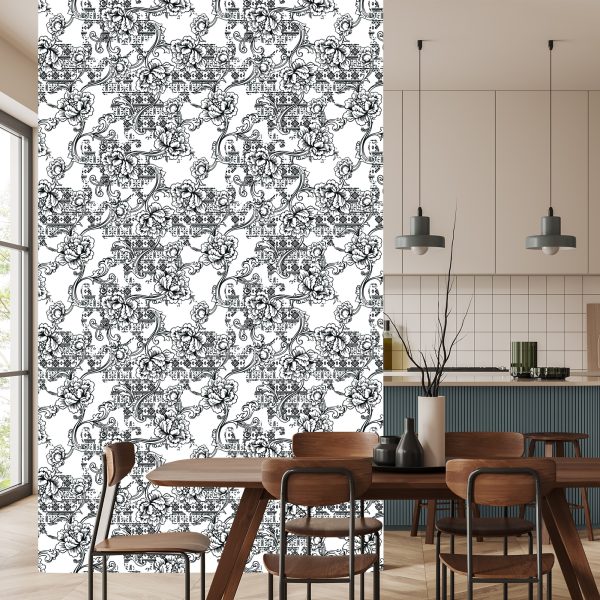 Behang Zwart-Witte Bloemen - Afbeelding 4