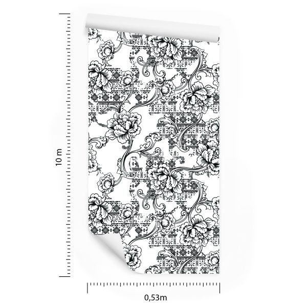 Behang Zwart-Witte Bloemen - Afbeelding 8