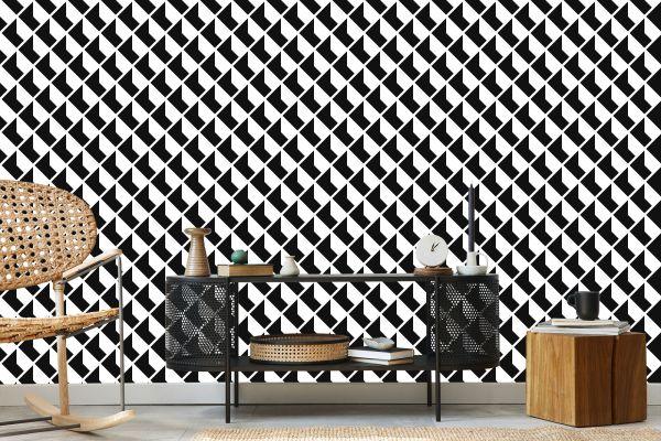 Behang Zwart-Witte Geometrische Patronen - Afbeelding 5