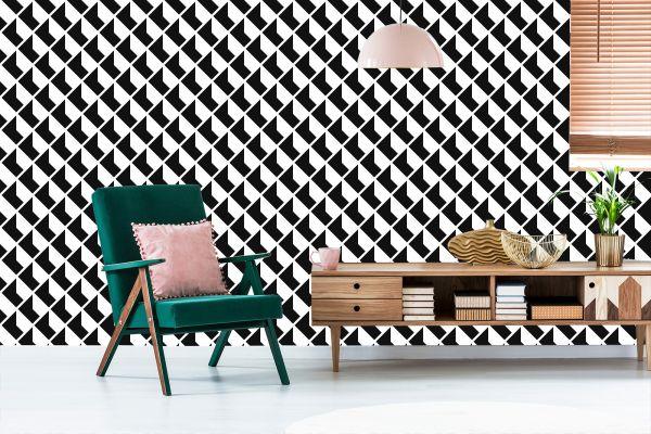 Behang Zwart-Witte Geometrische Patronen - Afbeelding 6