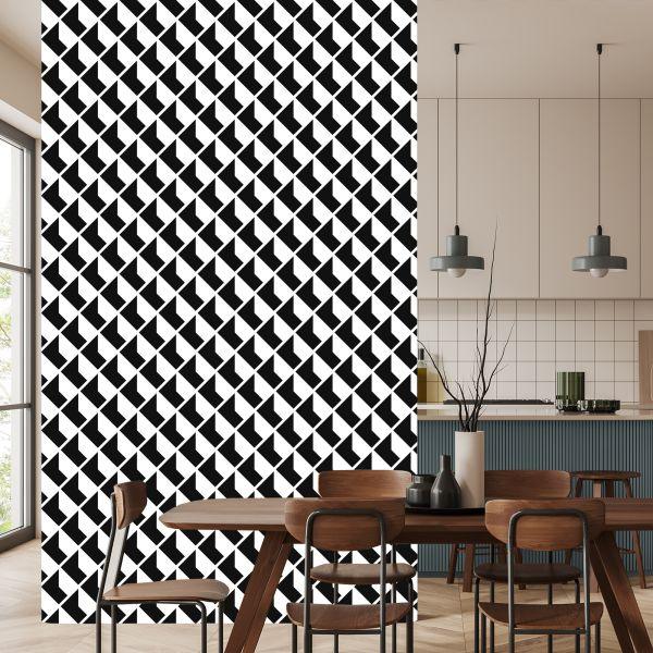 Behang Zwart-Witte Geometrische Patronen - Afbeelding 4