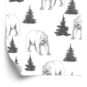 Behang Beren En Kerstbomen