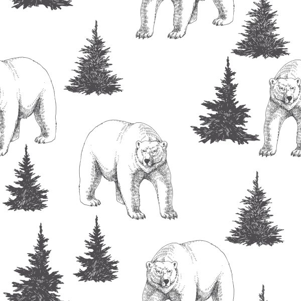Behang Beren En Kerstbomen - Afbeelding 2