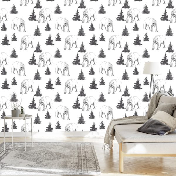 Behang Beren En Kerstbomen - Afbeelding 3