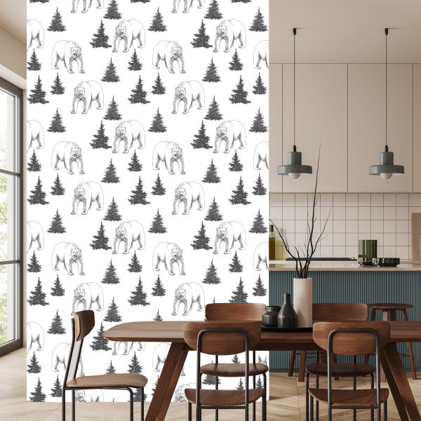 Behang Beren En Kerstbomen - Afbeelding 4
