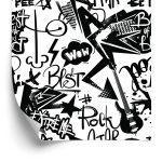 Behang Graffiti Met Gitaren