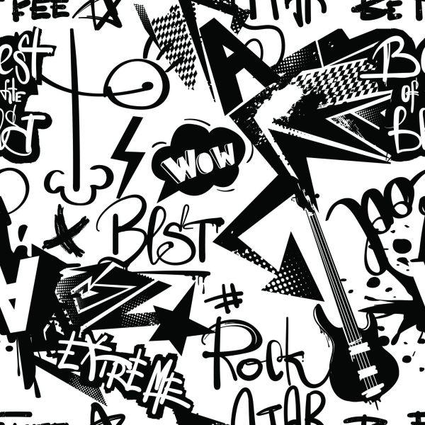Behang Graffiti Met Gitaren - Afbeelding 2