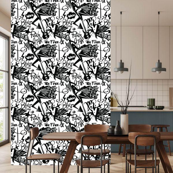 Behang Graffiti Met Gitaren - Afbeelding 4