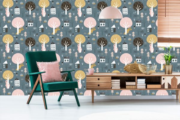Behang Planten Boom Teddyberen - Afbeelding 6