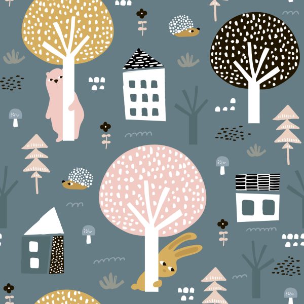 Behang Planten Boom Teddyberen - Afbeelding 2